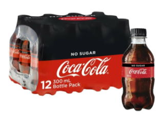 Coca-Cola Soda No Sugar 355ml Bottles (12 Pack)