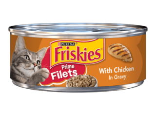 Cat Food Can Friskies Prime Filets Chicken w Gravy 5.5oz