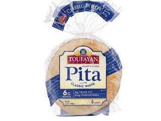 Toufayan Pita Bread Plain White 6 loaves