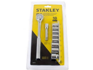Socket Set with Clip Rail Stanley 3/8" 10 pieces - Click Image to Close