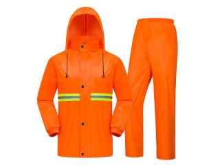 Raincoat 2 Piece Reflective Orange Medium