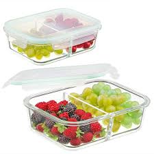 Cook Prep Eat 4-Piece Divided Glass Container Set