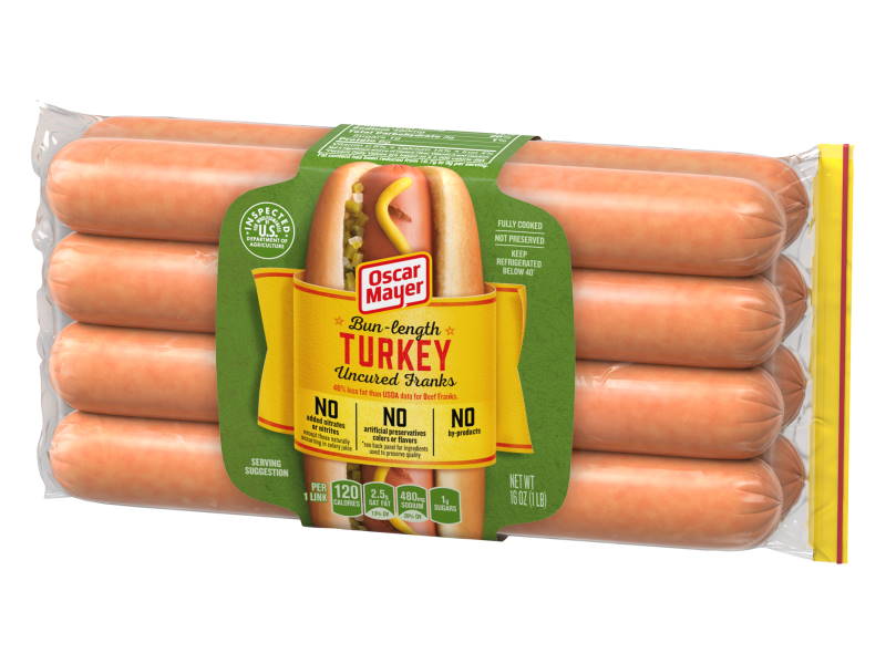 Oscar Mayer Turkey Bun Length Franks Sausage 16oz - Click Image to Close