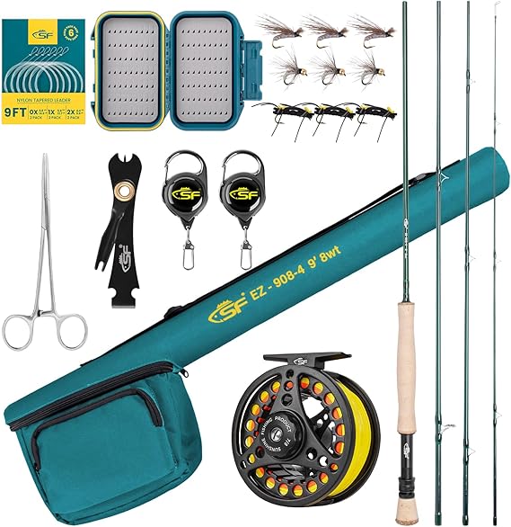 SF Fly Fishing Rod Combo Starter Kit 8WT Green